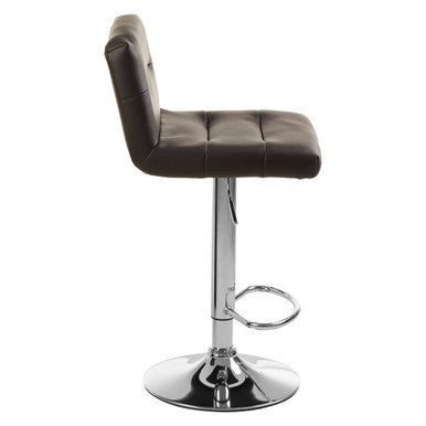 Orsina Bar Stool in brown faux leather with adjustable height and chrome base