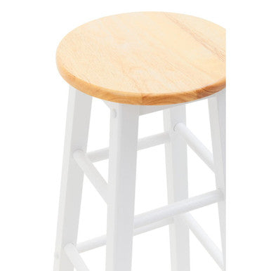 Orsina Bar Stool featuring a natural wooden seat and white frame for stylish dining areas