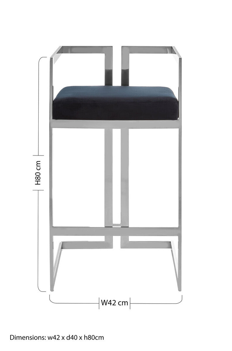 Orsina Bar Stool with Stylish Design and Comfortable Upholstered Seat in Dark Fabric
