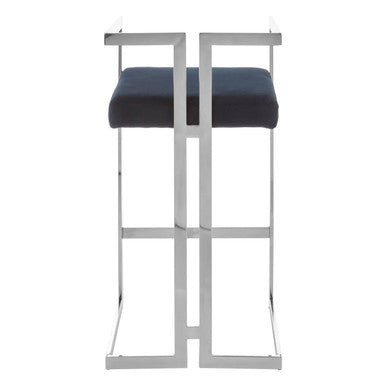 Stylish Orsina Bar Stool with Chrome Frame and Soft Upholstered Seat in Dark Colour