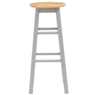 Orsina Bar Stool with a natural wood seat and grey legs, perfect for modern bar seating