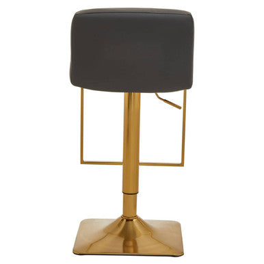 Orsina Bar Stool with Adjustable Height and Stylish Gold Base in Grey Upholstery