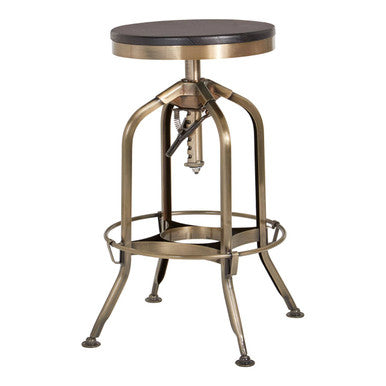 Orsina Adjustable Bar Stool with Metal Base and Dark Wooden Seat for Stylish Bar Seating