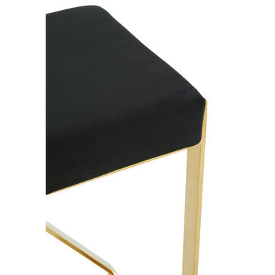 Orsina Bar Stool with a sleek black seat and elegant gold frame for stylish bar seating