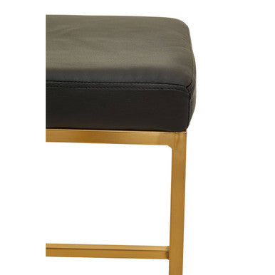 Orsina Bar Stool with a sleek black padded seat and gold metal frame for modern bar seating