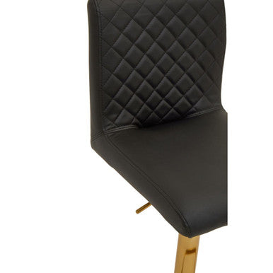 Orsina Bar Stool with a quilted black leather seat and elegant gold legs for stylish bar seating