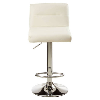 Orsina White Bar Stool with Adjustable Height and Chrome Base for Modern Interiors
