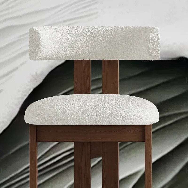 Nisu Home Bar Stool with Soft Cream Upholstery and Wooden Frame for Stylish Seating