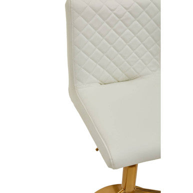 Orsina Bar Stool with Quilted White Seat and Stylish Gold Base for Elegant Bar Seating