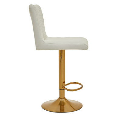 Orsina Bar Stool with a sleek white seat and gold metal base for modern bar seating