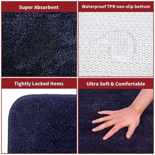 Vinsani Blue Plush Bath Mat - Soft Floor Decor Vinsani