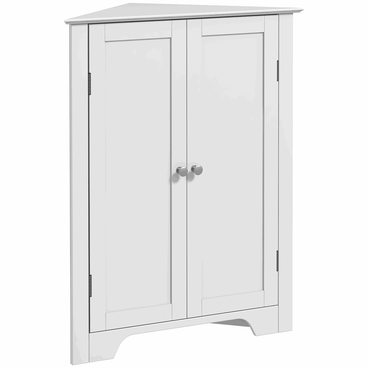Corner Bathroom Cabinet, Recessed Doors and Adjustable Shelf, White Unbranded