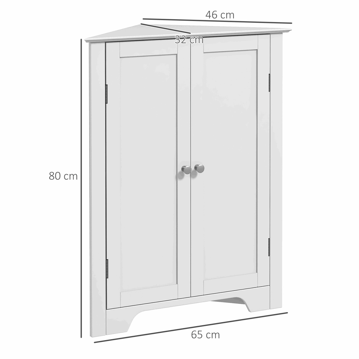 Corner Bathroom Cabinet, Recessed Doors and Adjustable Shelf, White Unbranded