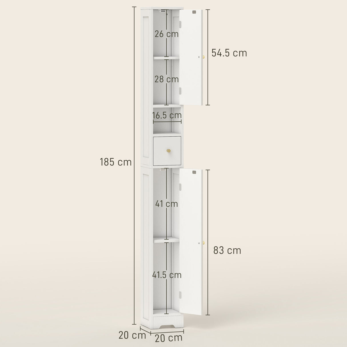 Wise Galleria Bathroom Cabinet with ample storage and a sleek design, dimensions: 185x20x54.5 cm