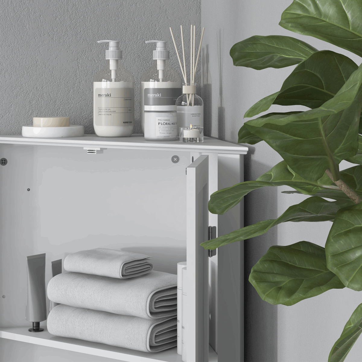 Corner Bathroom Cabinet, Recessed Doors and Adjustable Shelf, White Unbranded