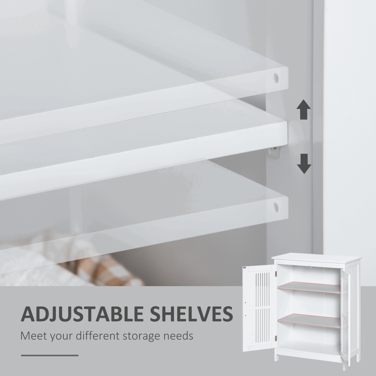 Modern Bathroom Cabinet, Freestanding Floor Cabinet with Storage kleankin