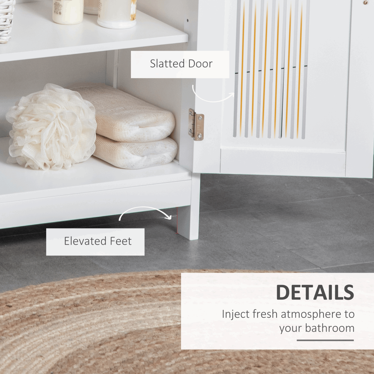 Modern Bathroom Cabinet, Freestanding Floor Cabinet with Storage kleankin