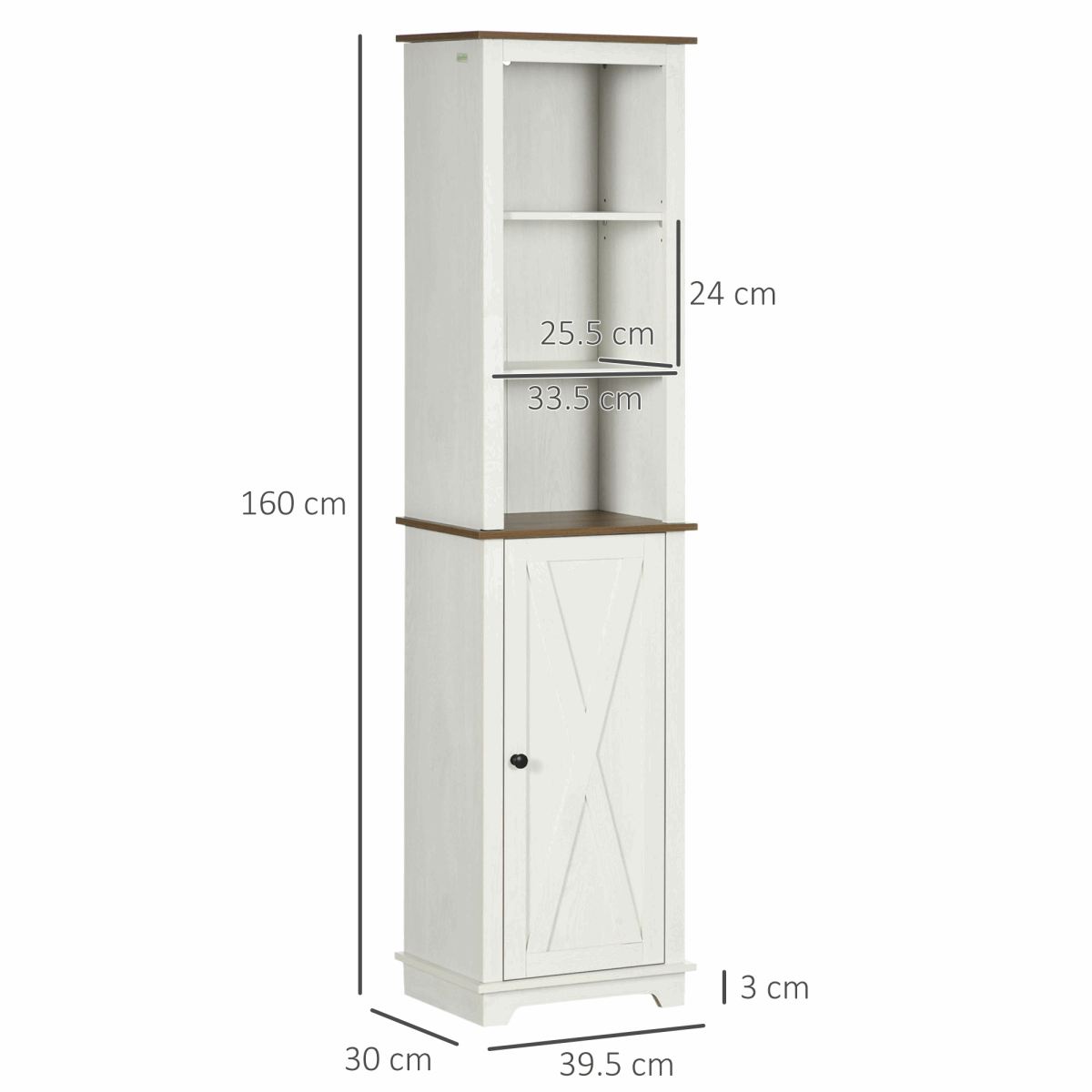 Tall Bathroom Cabinet Storage Cupboard with Door, Adjustable Shelves kleankin