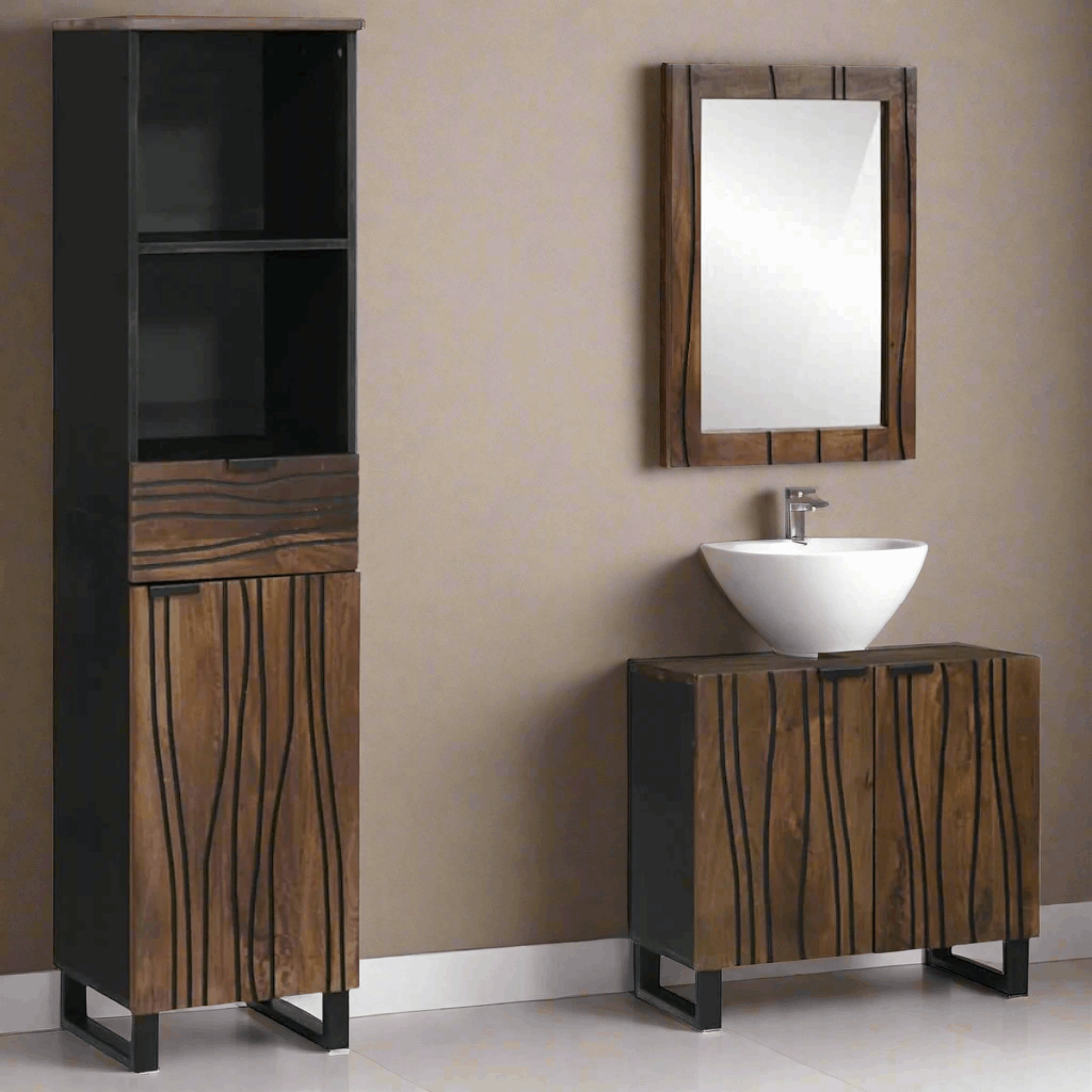vidaXL Bathroom Furniture Set 3 pcs Walnut brown 38 x 33 x 160 cm vidaXL