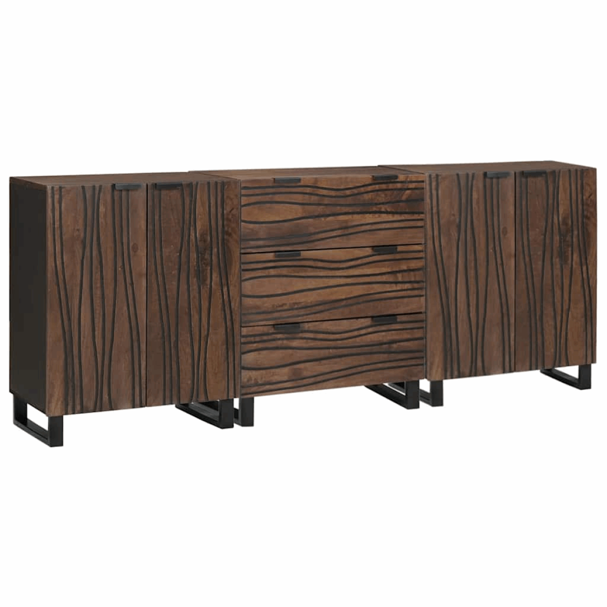 vidaXL Bathroom Furniture Set with Drawer 3 pcs Brown 180 x 33 x 75 cm Walnut brown vidaXL