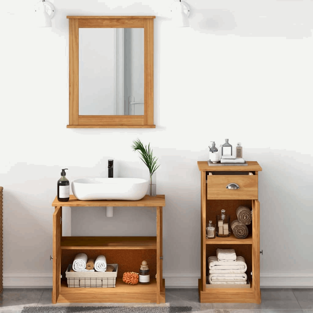 vidaXL Bathroom Furniture Set with Drawer 3 pcs Brown 37 x 34 x 80 cm vidaXL