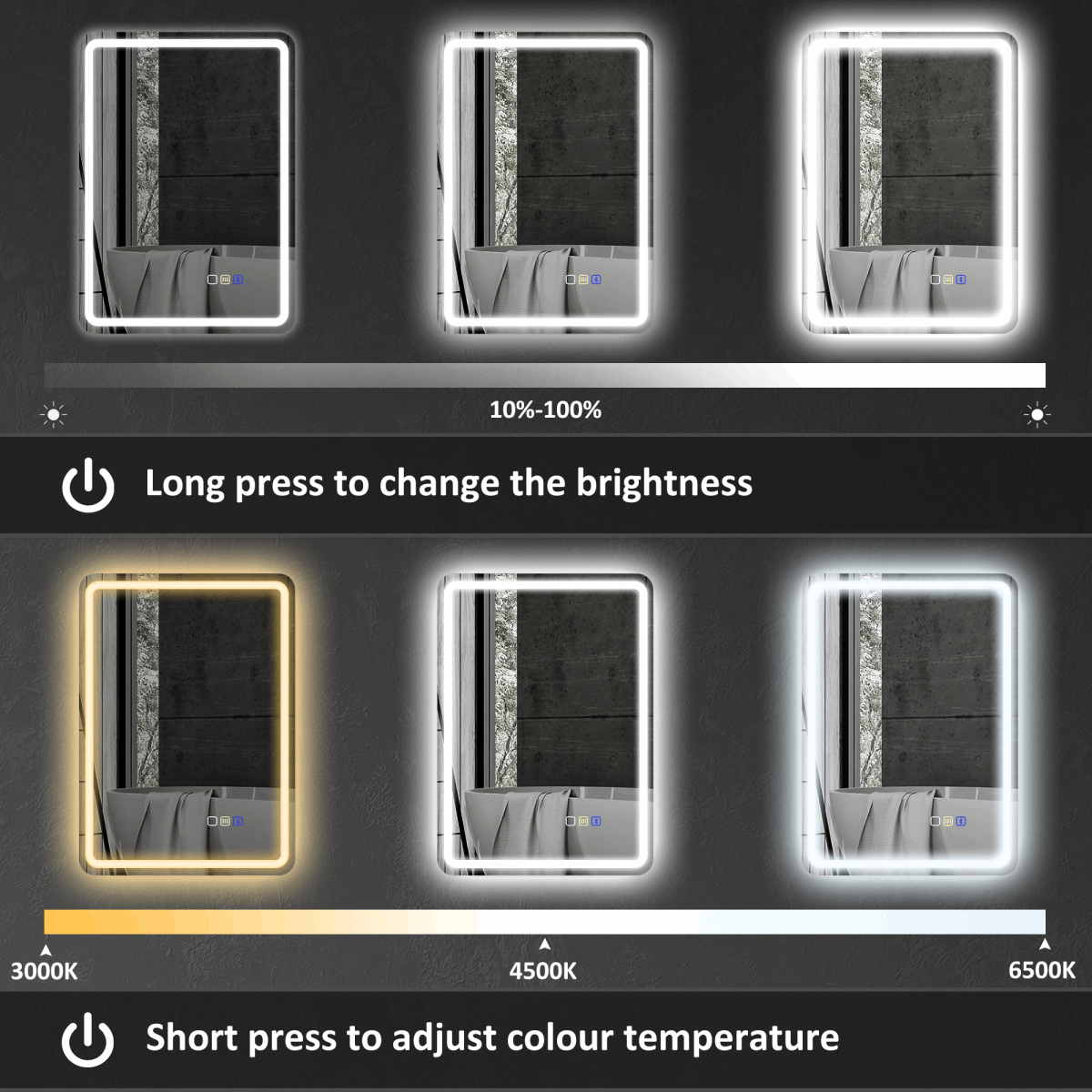 HOMCOM 500 x 700 mm Illuminated Bathroom Mirror with Bluetooth HOMCOM