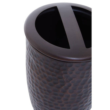 Orsina Hammered Bronze Toothbrush Holder with Two Slots for Stylish Bathroom Organisation