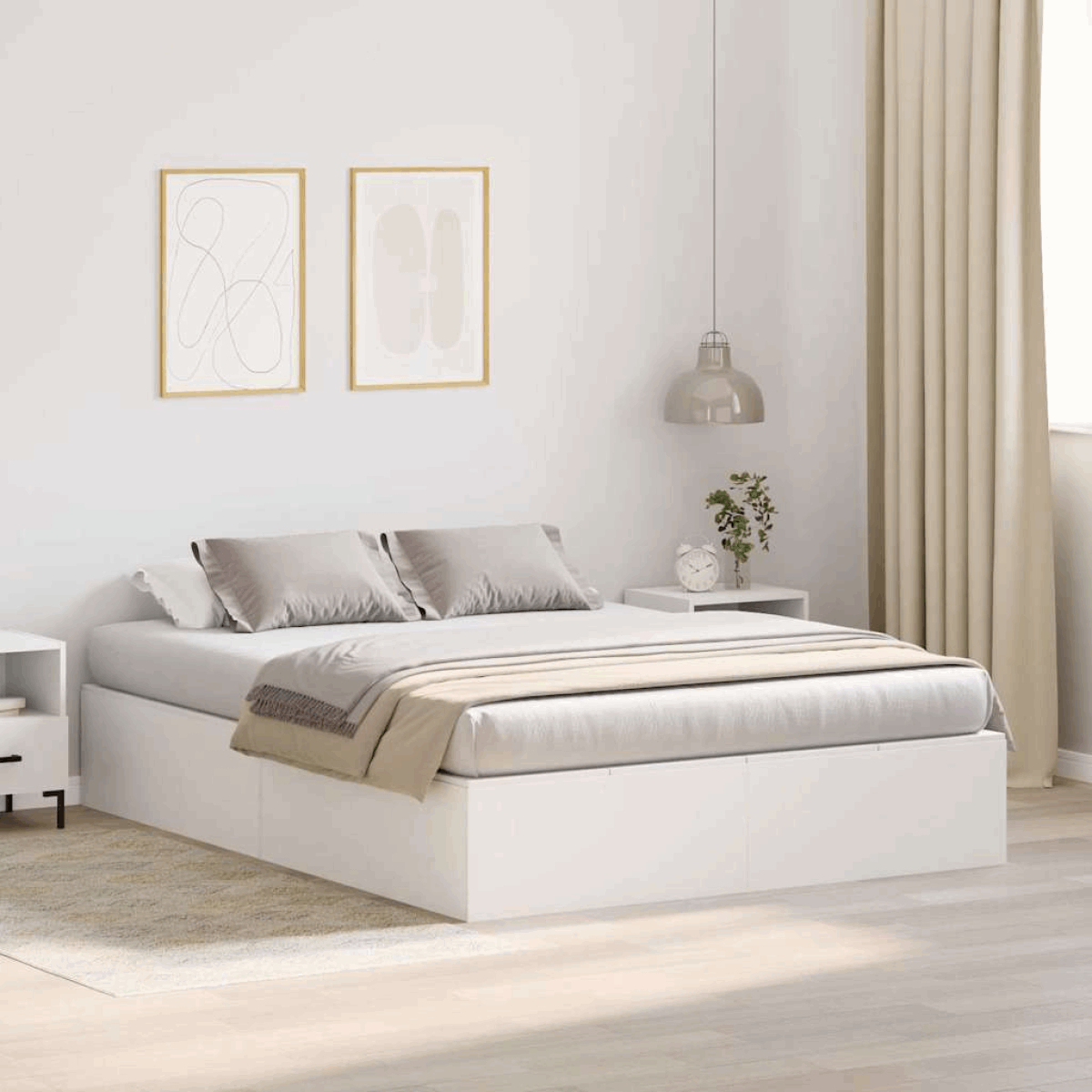 vidaXL Bed Frame White 200 x 140 x 31.5 cm Engineered wood vidaXL