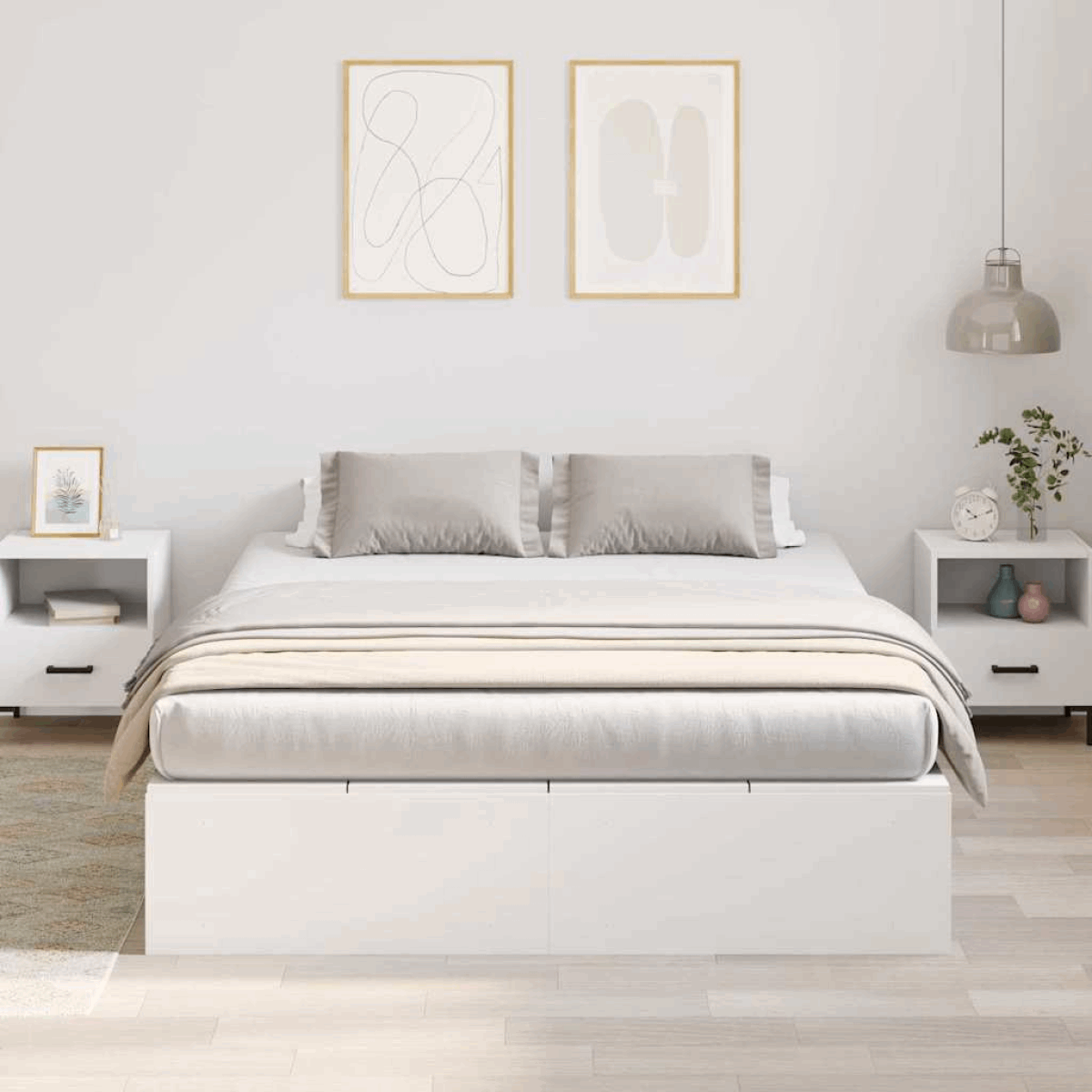 vidaXL Bed Frame White 200 x 140 x 31.5 cm Engineered wood vidaXL