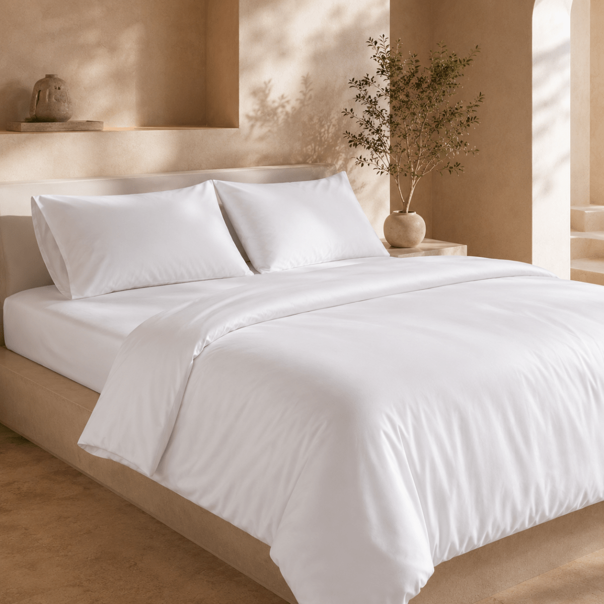 SHEET STORY Complete Bedding Set in crisp white for a minimalist bedroom aesthetic