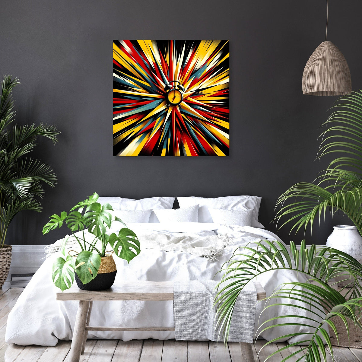 Vibrant Wall Art Canvas featuring bold colours, perfect for modern bedroom decor by HOME ART HAVEN