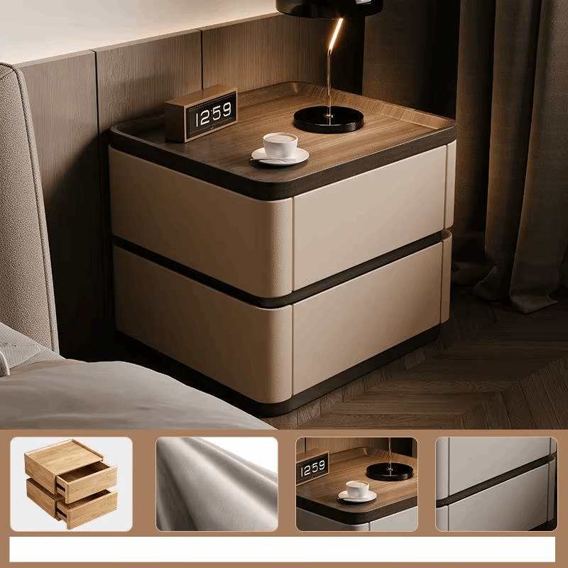 Klassyx bedside cabinet with wooden top and two spacious drawers for modern bedrooms