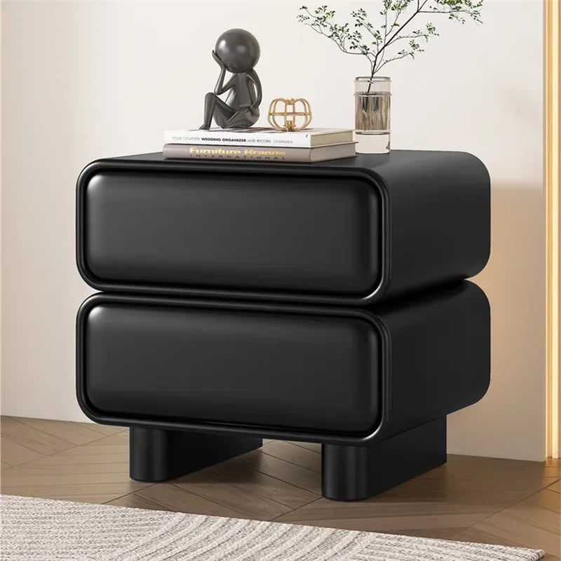 Klassyx modern black bedside table with two drawers and minimalist design for contemporary interiors