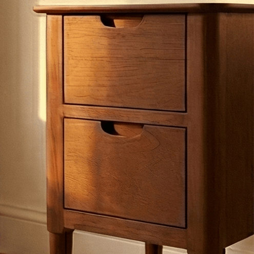 Fishe and Lilly Wooden Bedside Table with Two Drawers for Stylish Storage
