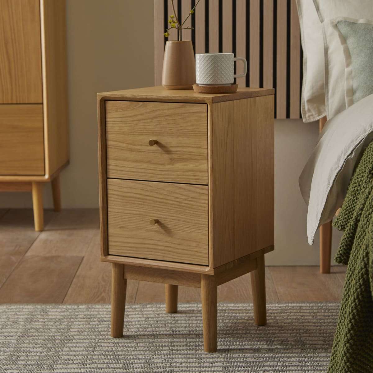 Fishe and Lilly wooden bedside table with two drawers and stylish design for modern bedrooms
