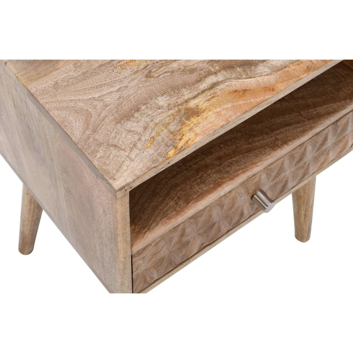 Marlow Light Mango Wood Bedside Table with 1 Drawer & Open Slot Verty Furniture