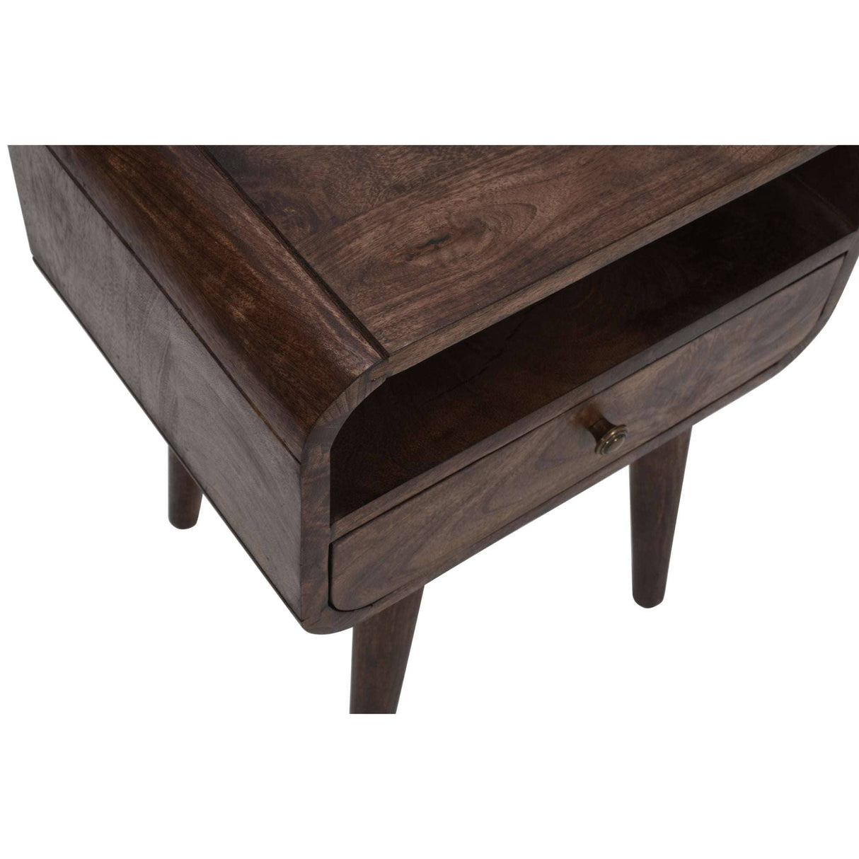 Franklin Dark Mango Wood Bedside Table with Drawer Verty Furniture