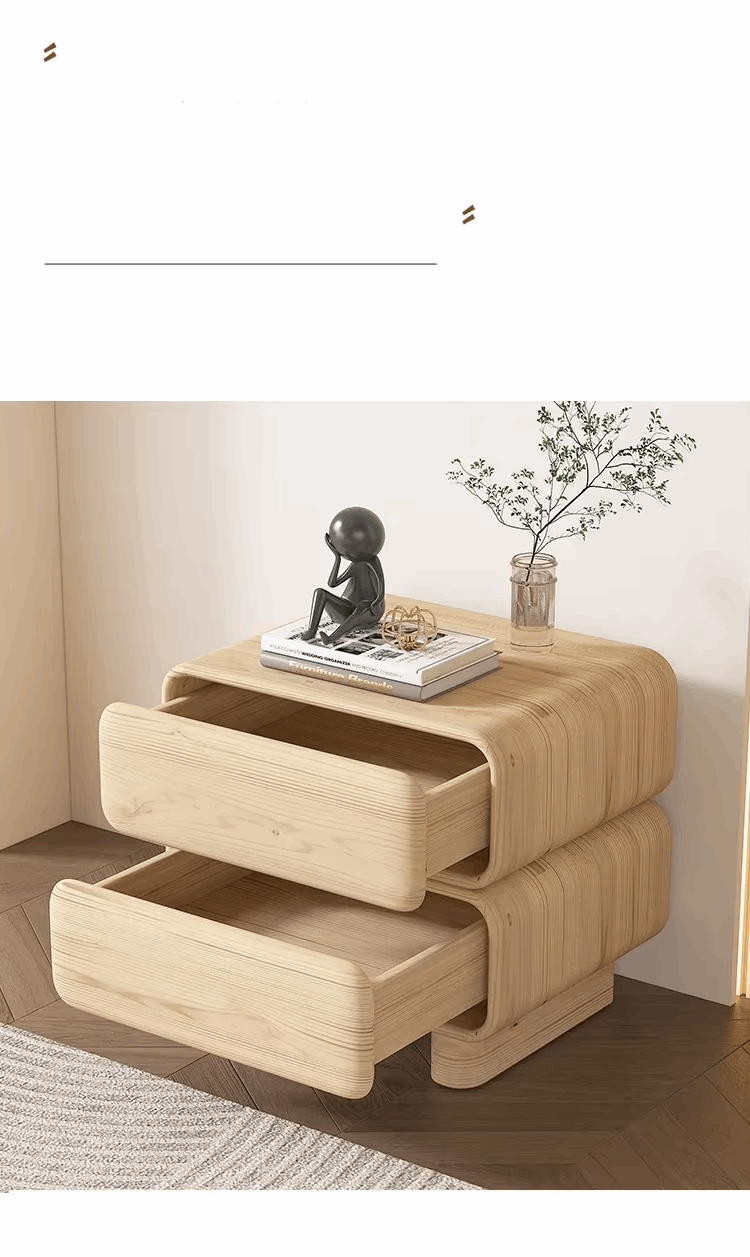 Klassyx modern wooden bedside table with two drawers and minimalist design for stylish bedrooms