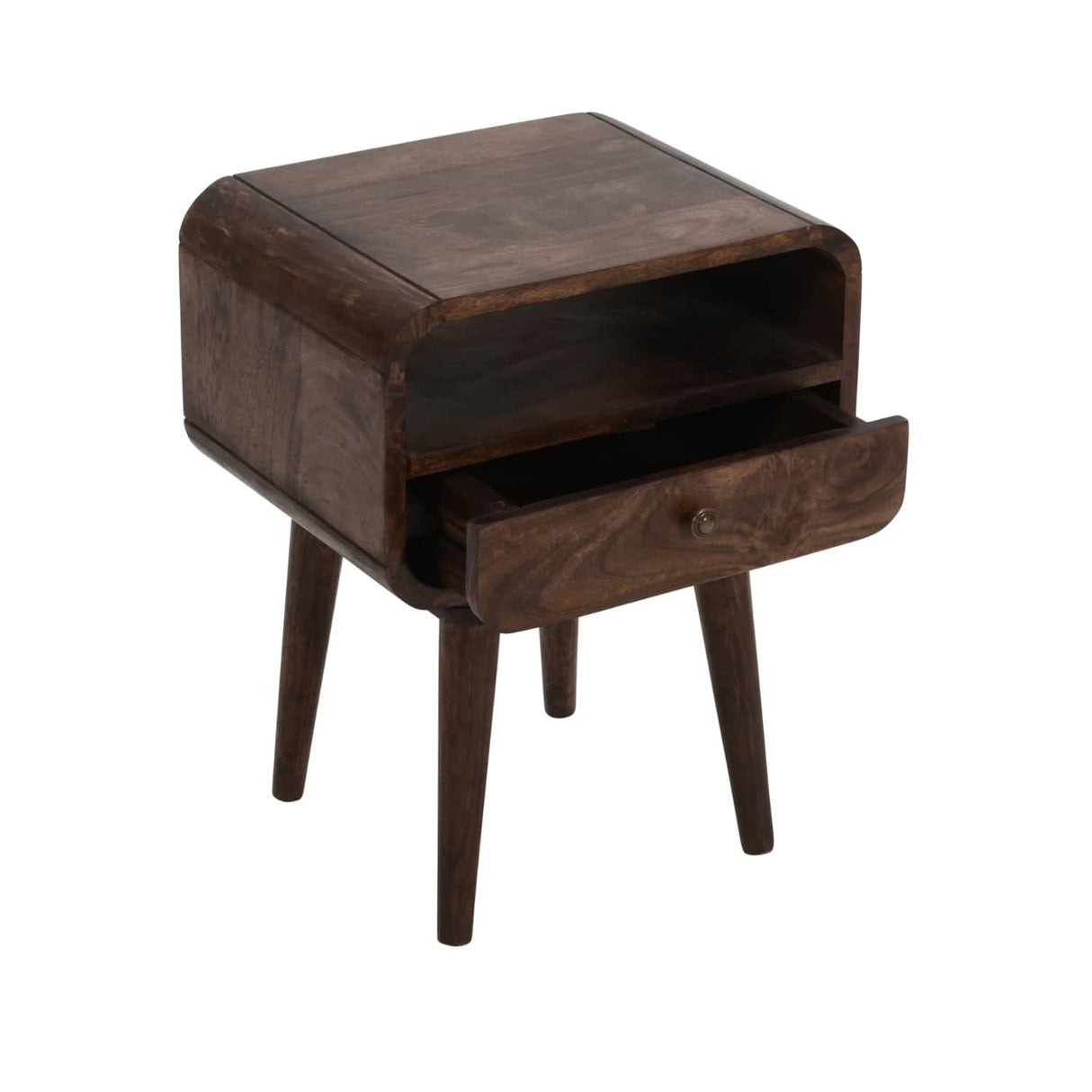 Franklin Dark Mango Wood Bedside Table with Drawer Verty Furniture