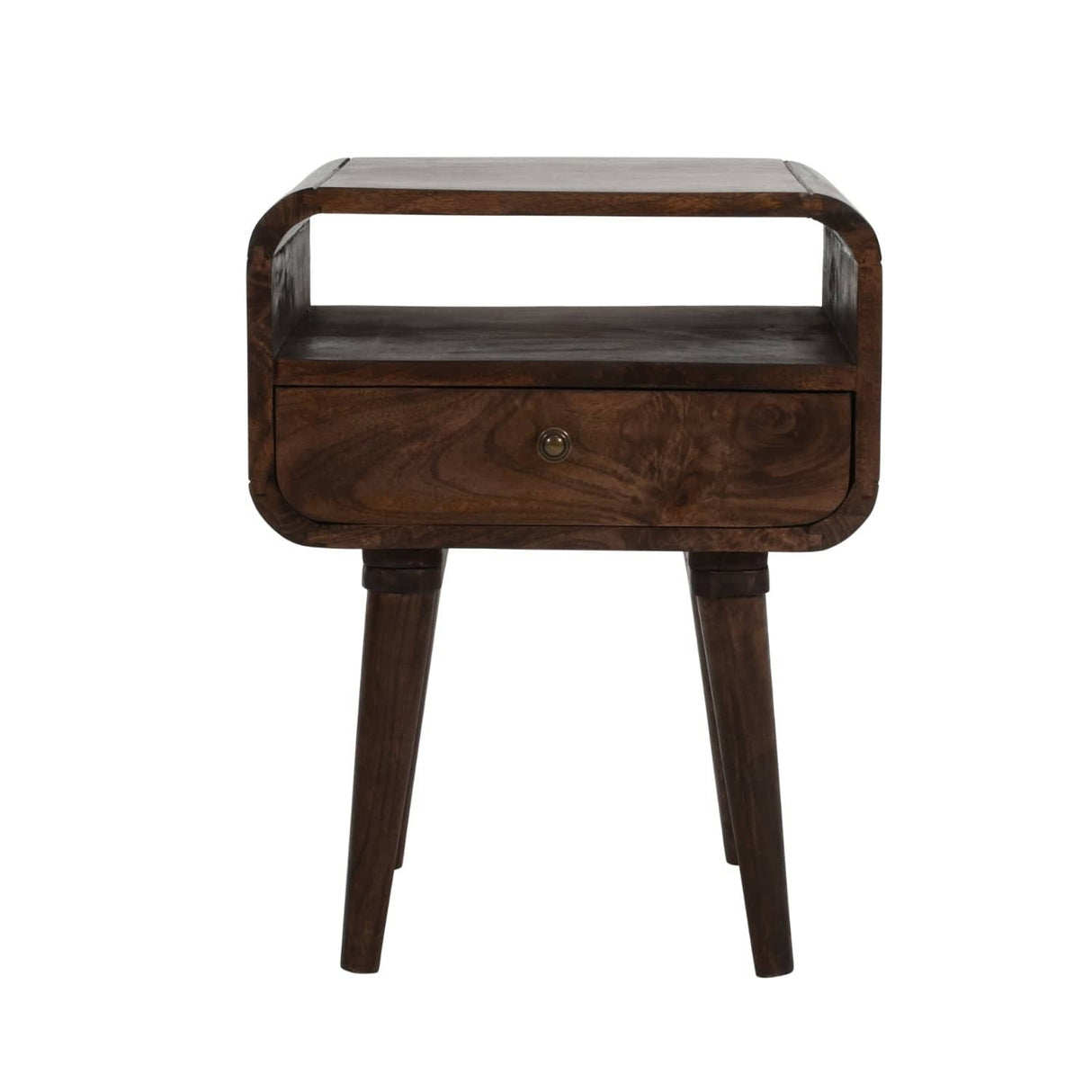 Franklin Dark Mango Wood Bedside Table with Drawer Verty Furniture