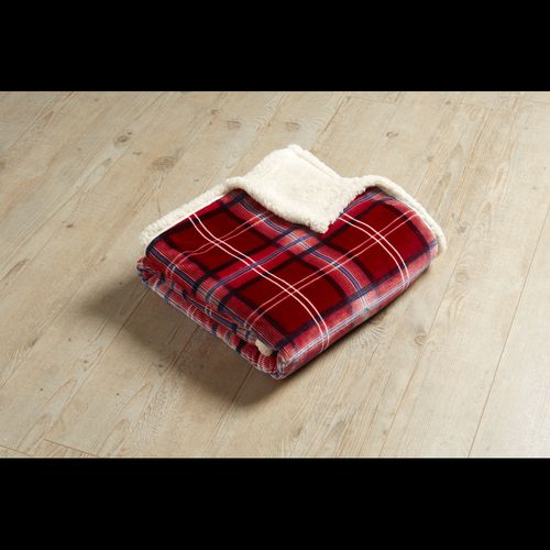 Sherpa Backed Plush Tartan Design Fleece Throw Bellissimo Home