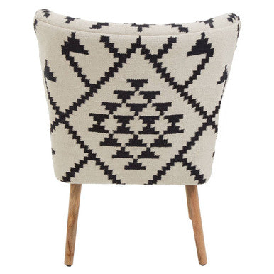 Orsina Berber Style Chair with Geometric Pattern and Wooden Legs, Perfect for Living Rooms