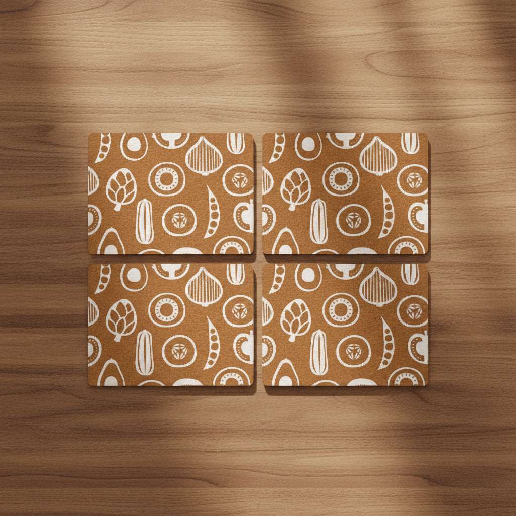 Orsina Rectangular Placemats in Brown with White Geometric Patterns for Stylish Table Settings
