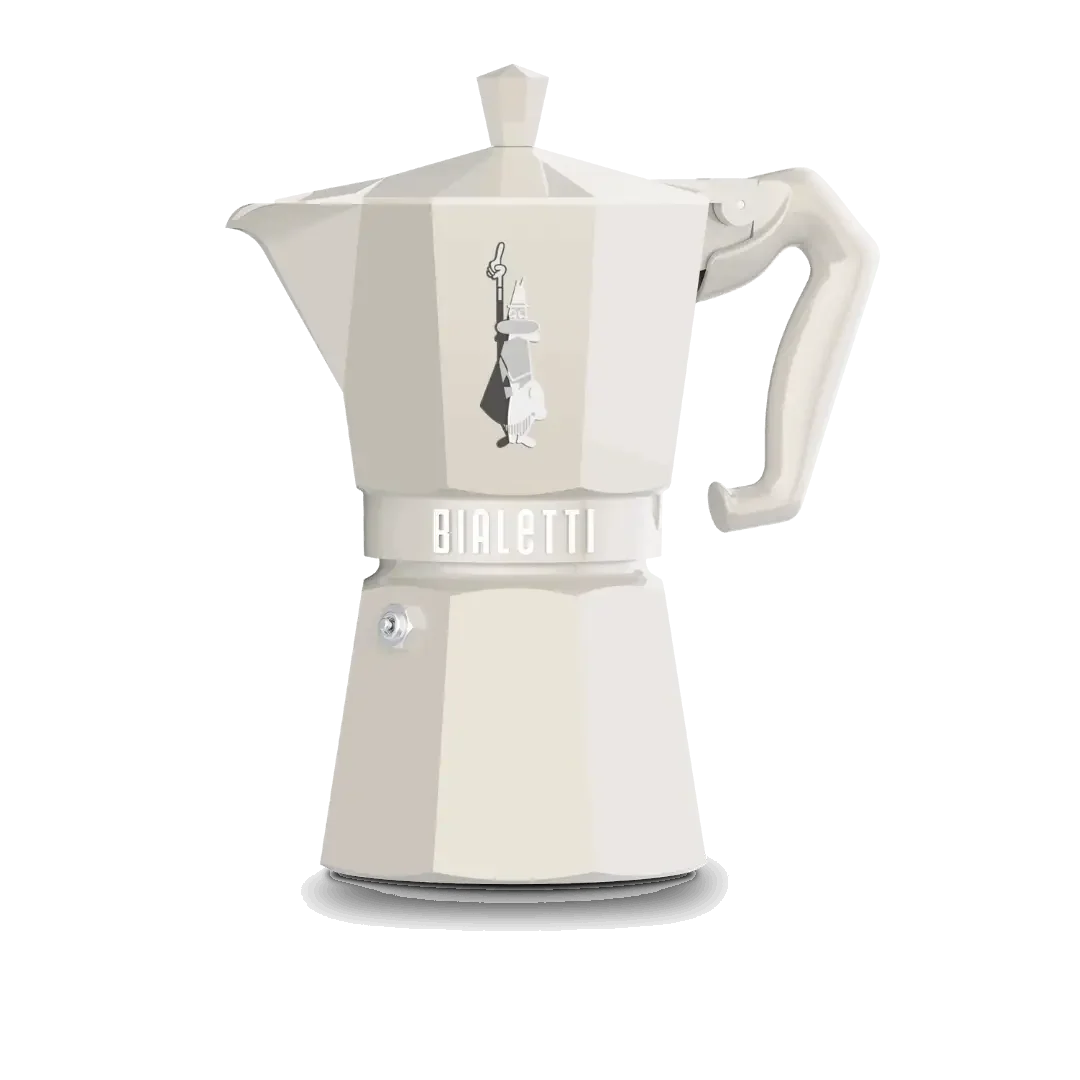 Bialetti Moka Express Stovetop Coffee Maker in White for Authentic Italian Espresso