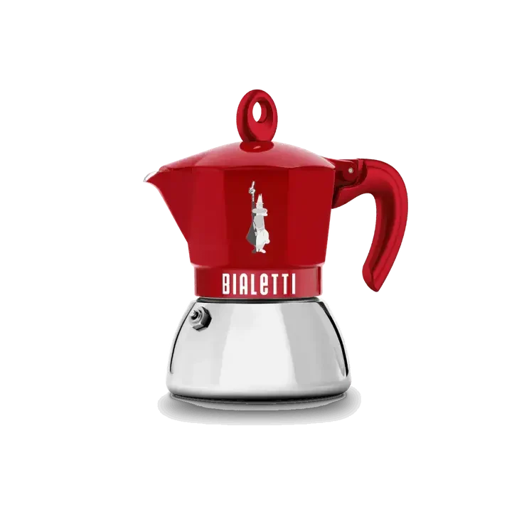 Bialetti Moka Express in Red with Stainless Steel Base for Authentic Italian Coffee