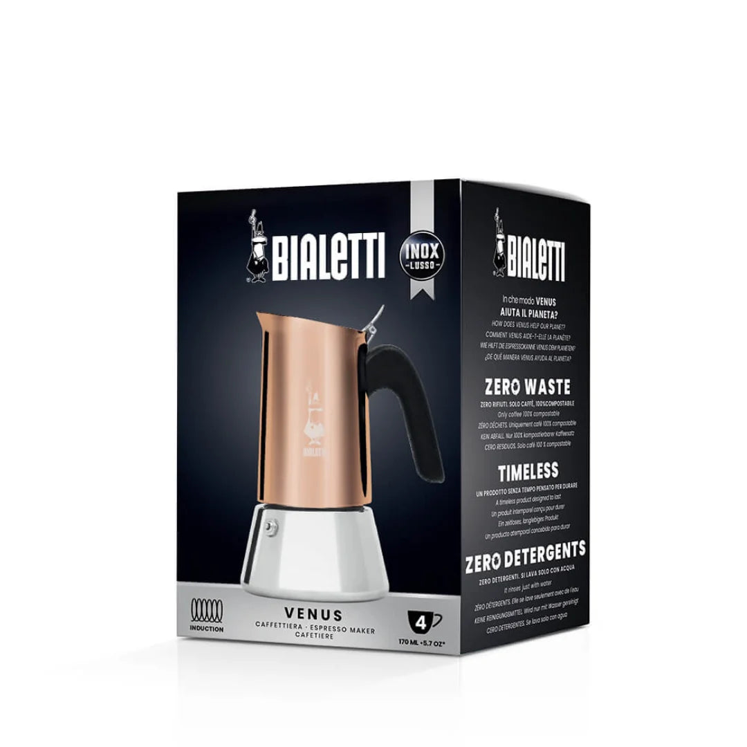 Bialetti Venus Coffee Maker in Copper and Silver with a stylish design for brewing espresso