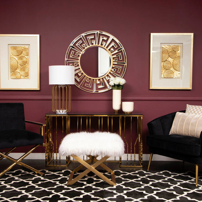 Orsina Black and White Rug with geometric pattern, enhancing a stylish modern living room decor