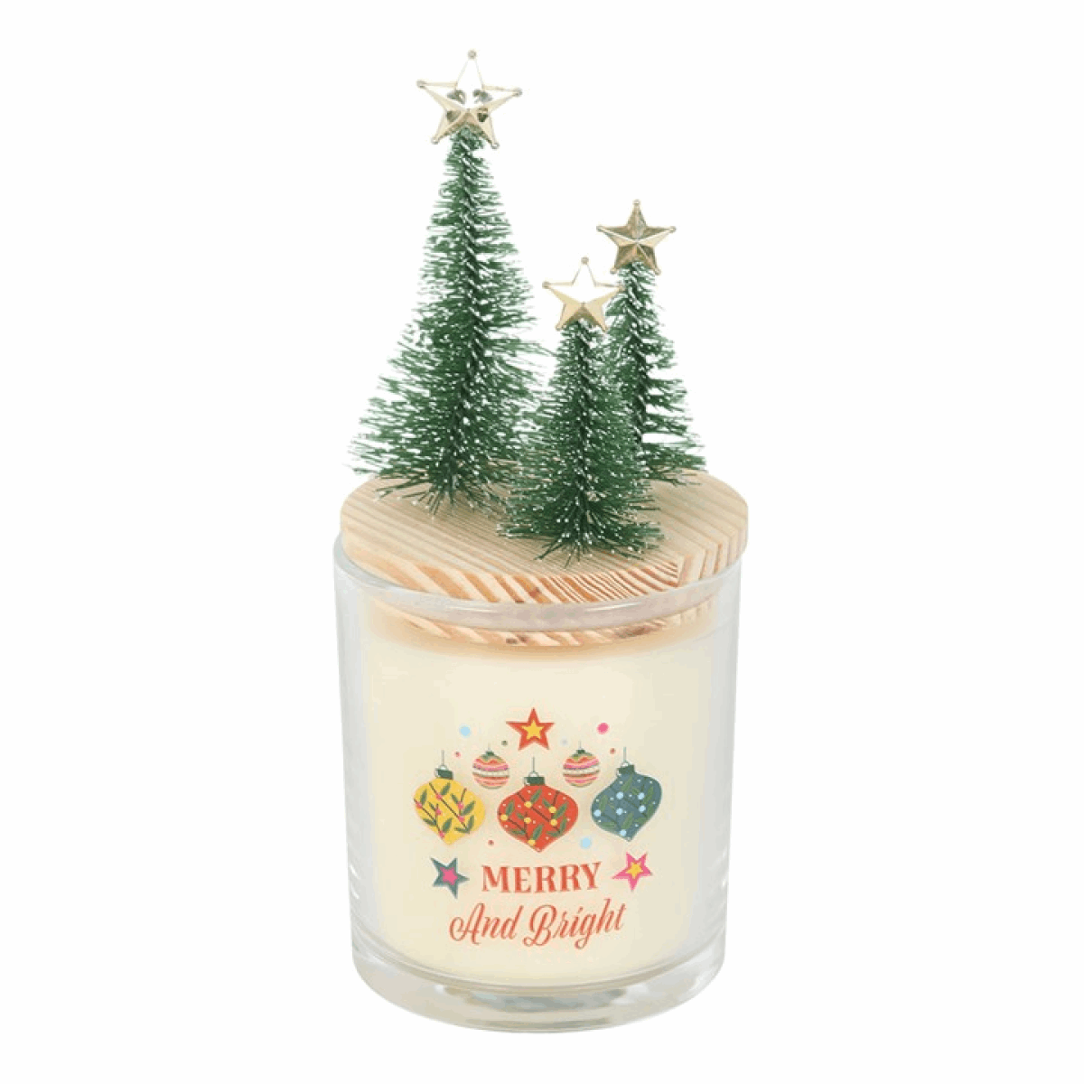Merry and Bright Bauble Cinnamon & Spice Glass Candle with Tree N/A