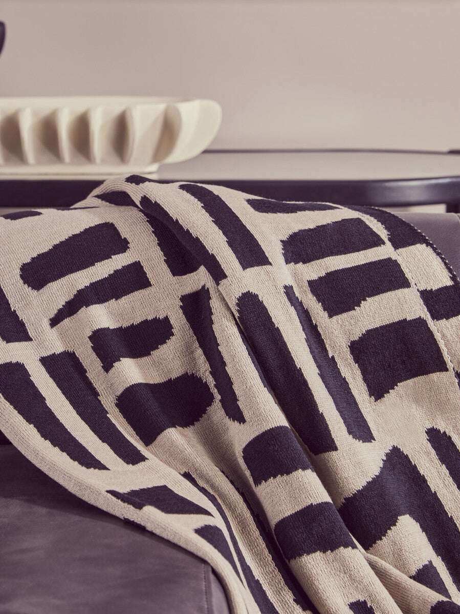 Orsina Black Throw with Abstract Pattern for Stylish Home Decor