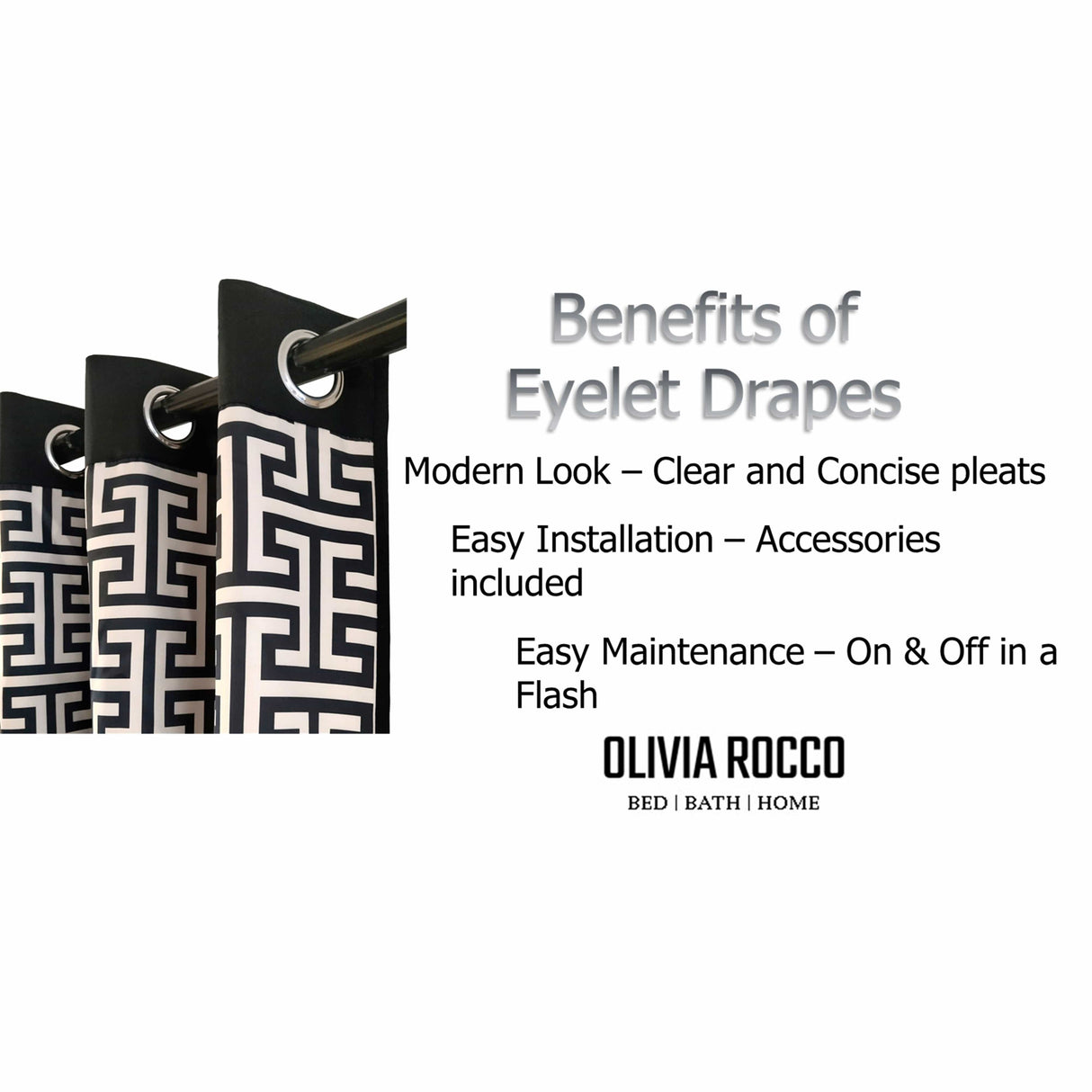 OLIVIA ROCCO Blackout Curtains with eyelet design featuring modern pleats for easy installation